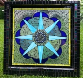 Star Mosaic on Reclaimed Window - ReclaimedMosaics