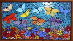 Crystal blue butterfly window - ReclaimedMosaics